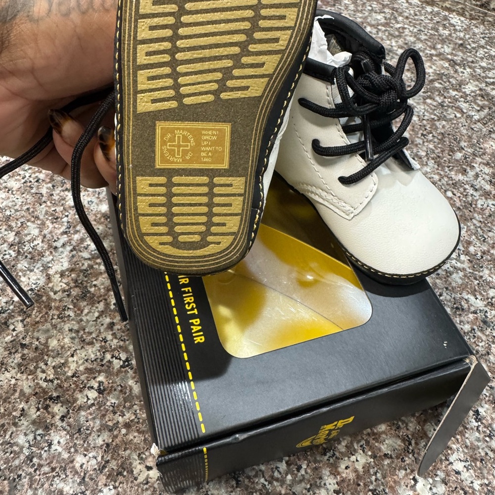 Dr. Martens Baby White Lace-Up Boots
